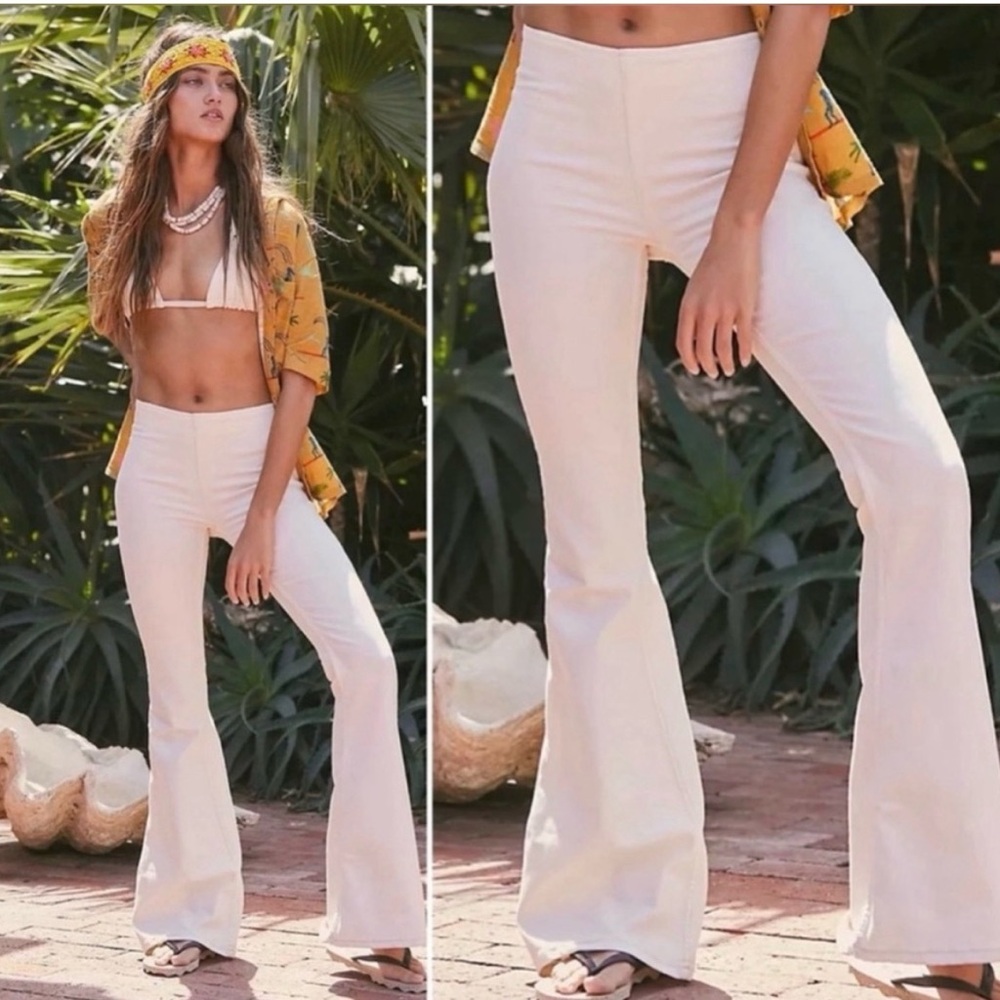 Free People womens White/ivory Flared jeans Pants w29 L 33